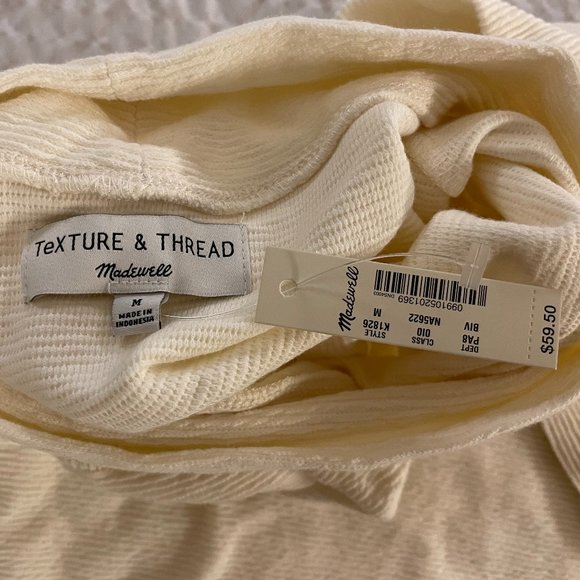 Madewell Texture & Thread Long-Sleeve Mockneck Top in Cream M NWT $59.50 K1826 - Picture 6 of 8
